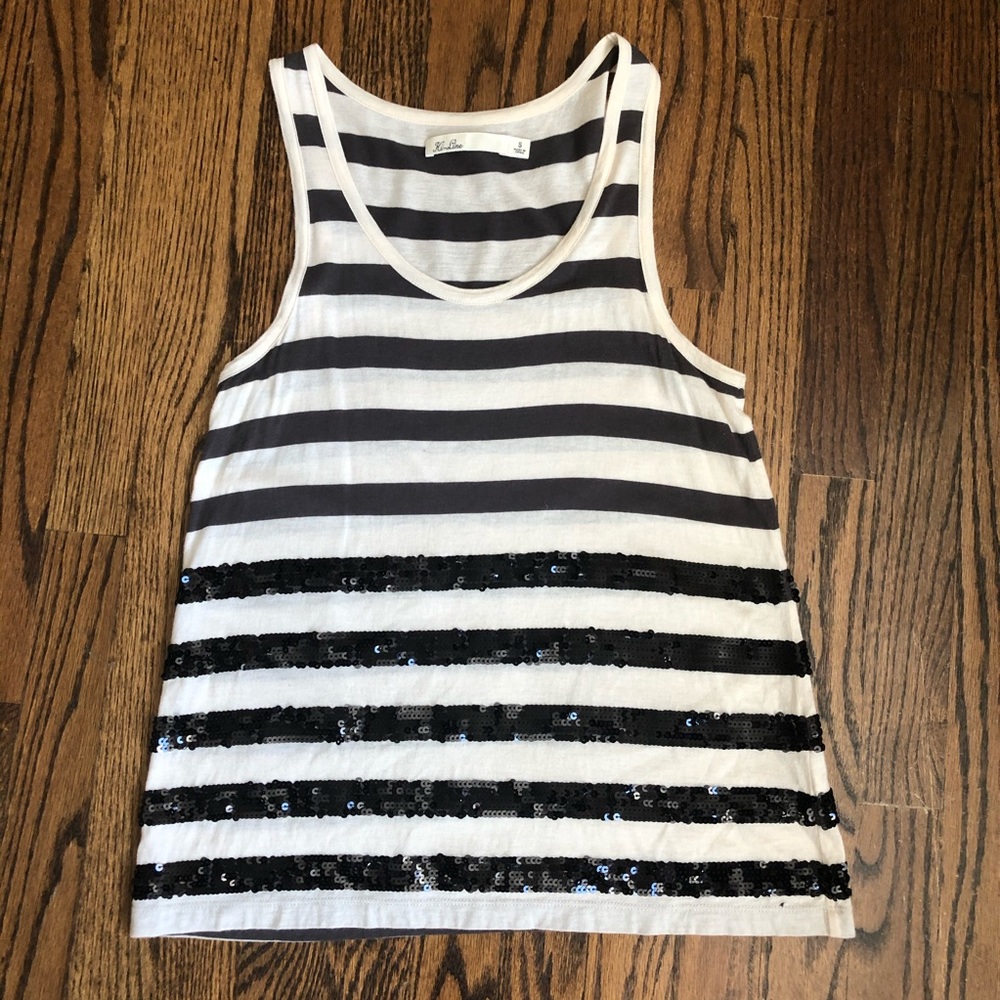 Black and  white sparkly tank top